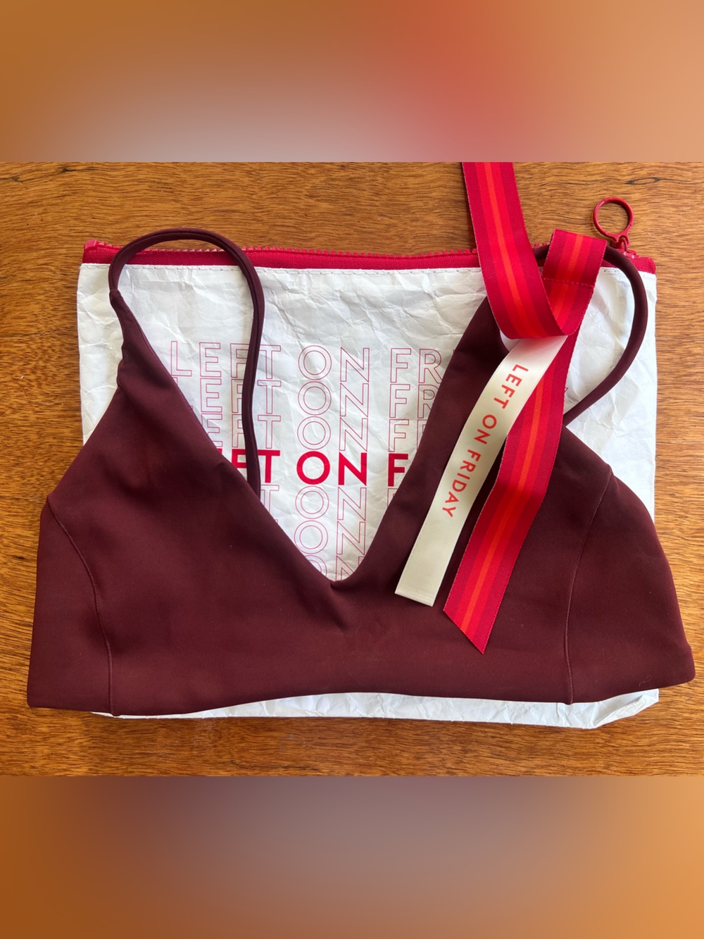 Left On Friday Sunday Swim Top in Jam (Maroon)